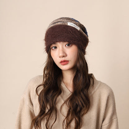 Gradient Plush Knitted Hat for Women