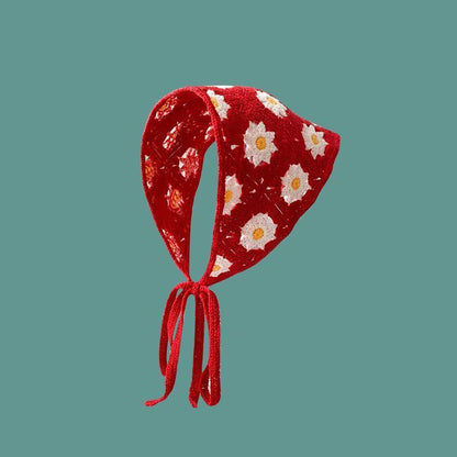 French Flower Triangle Headscarf High-End Teaddress