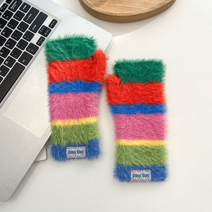 Casual Rainbow Striped Warm Gloves