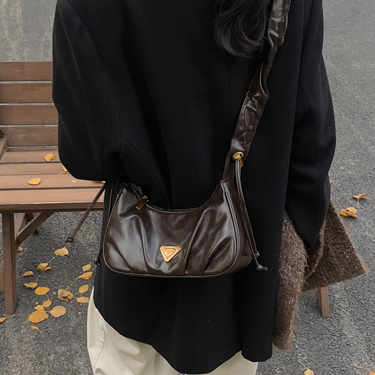 Pleated underarm shoulder crossbody bag
