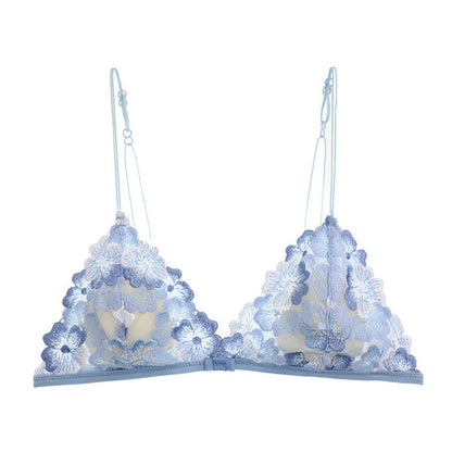 French Heavy Embroidery Lace Hollowed-Out Bra