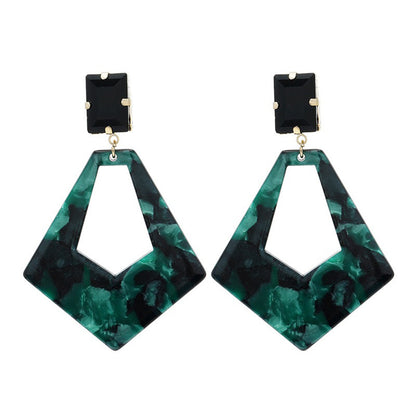 Fashion Retro Green Acrylic Diamond Earrings