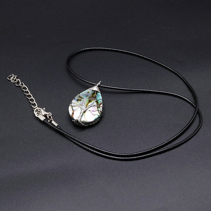 Shell Flower Necklace Tree of Life Braided Pendant