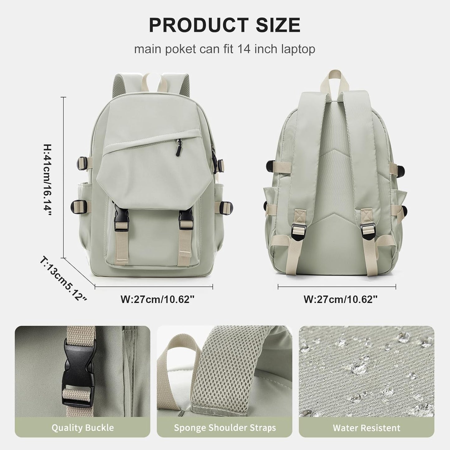 LAPOLAR Lightweight School Bag College Laptop Backpack for Men Women Travel bag High School Middle Bookbag for Boy Girls