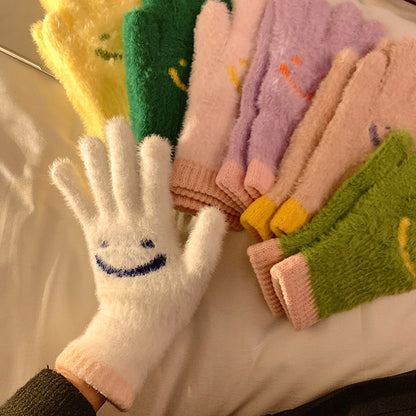 Mink Fur Fingerless Touch Screen Knitted Gloves