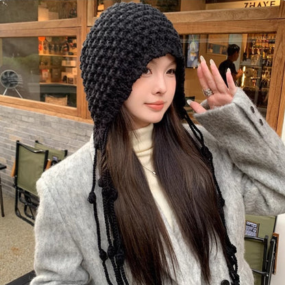 Women's Hand-Woven Tassel Knitted Hat