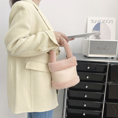 Furry Women Bag Leather Fur Fashionable Plush Bag Handbag