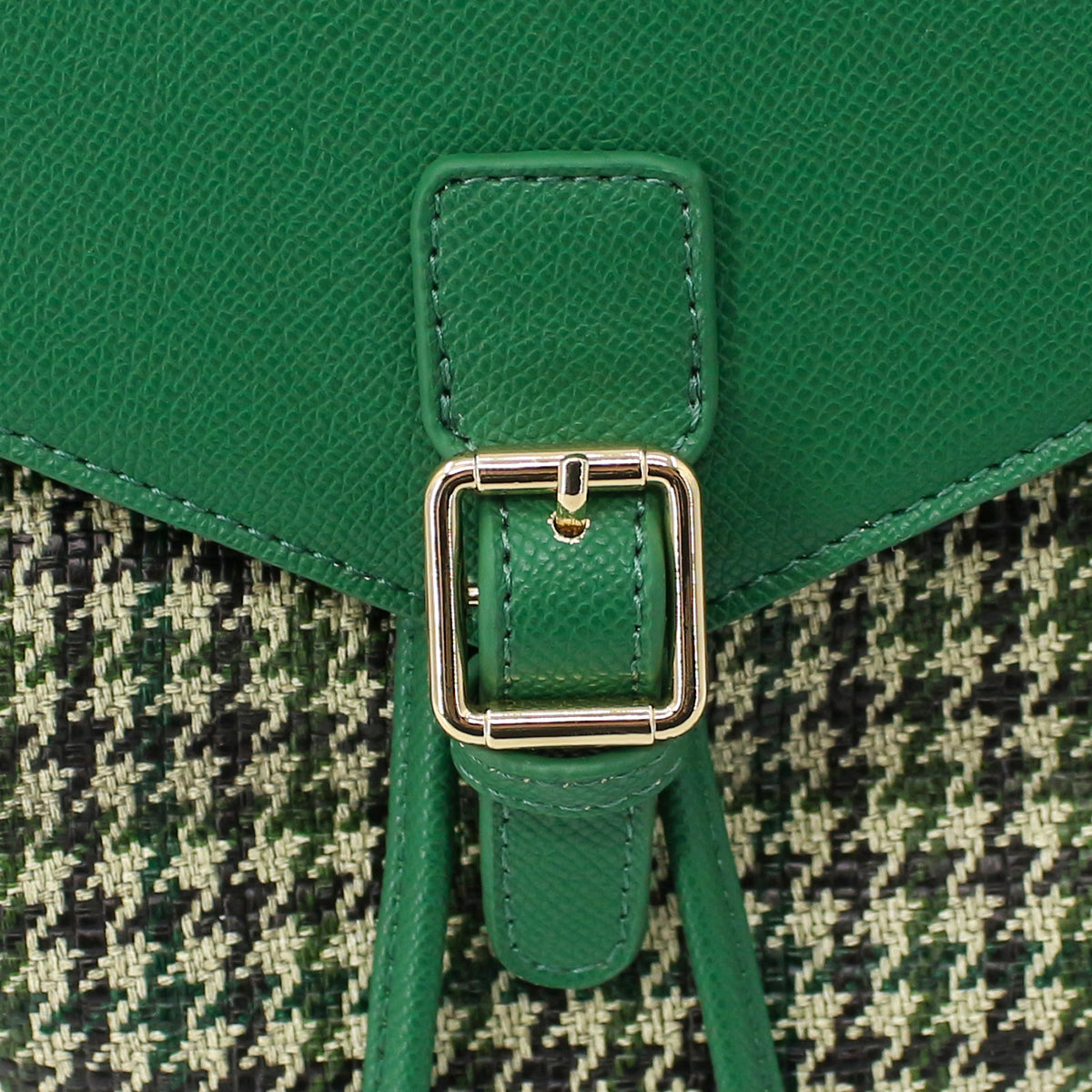 Backpack for Women, Tweed & PU Leather, Mint Check