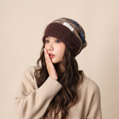 Gradient Plush Knitted Hat for Women