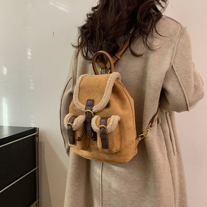 Retro Suede Drawstring Backpack