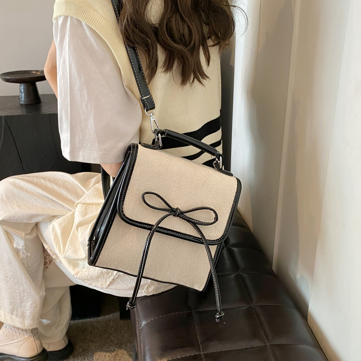 Korean Style Bow Shoulder Bag Square Handbag Shoulder Bag