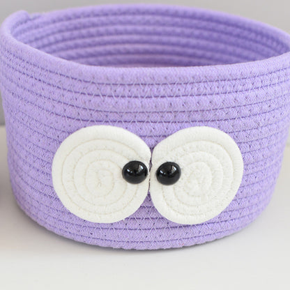 Purple Big Eye Cotton Rope Woven Storage Basket