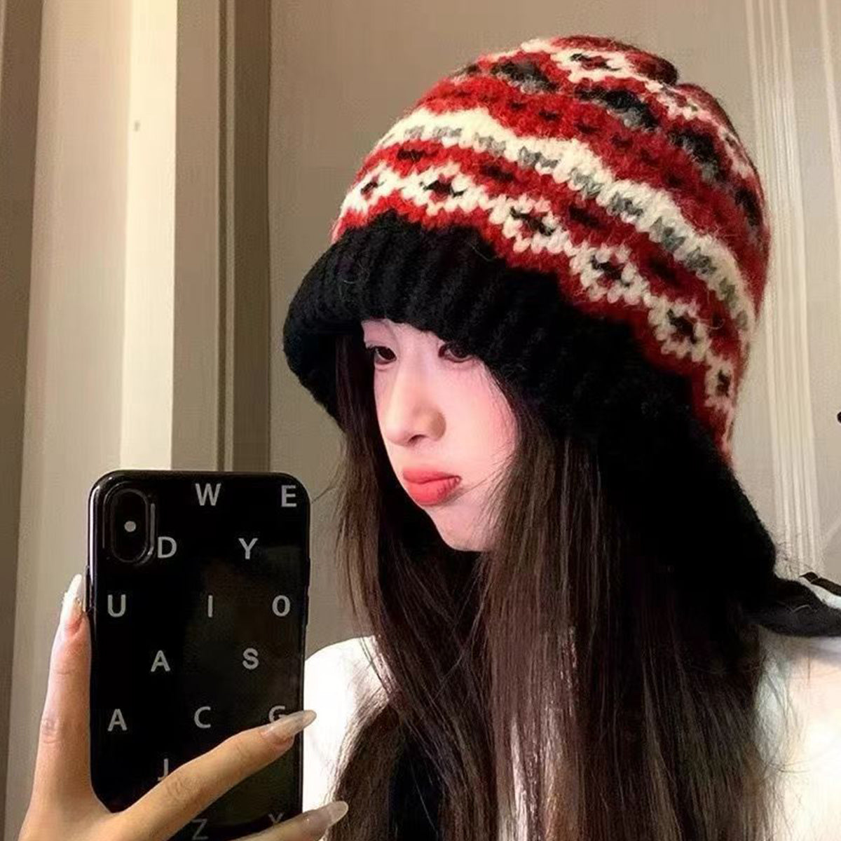 Women's Knitted Hat New Strap Windproof Hat