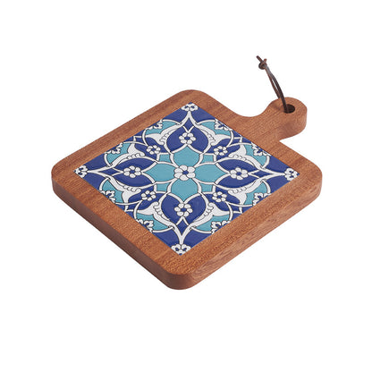 Solid Wood Retro Tile Placemat, Teat Insulation Placemat