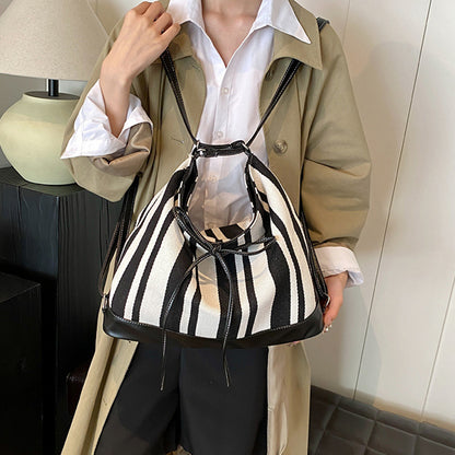 Students Striped Backpack Tote Bag Women's Bag
