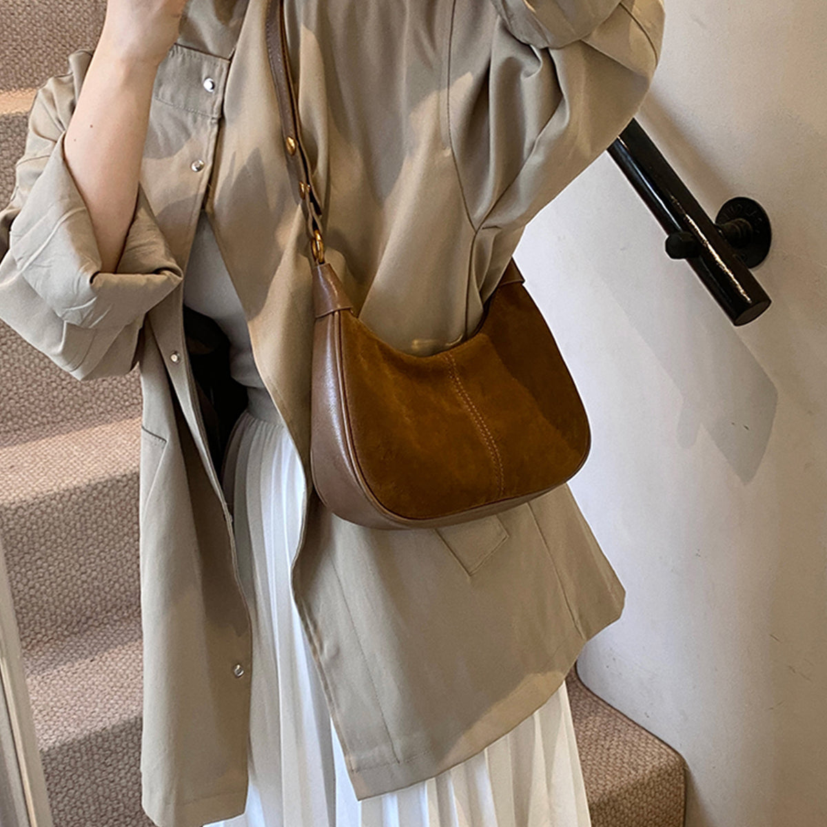 Maillard Retro Frosted One-shoulder Underarm Dumpling Bag