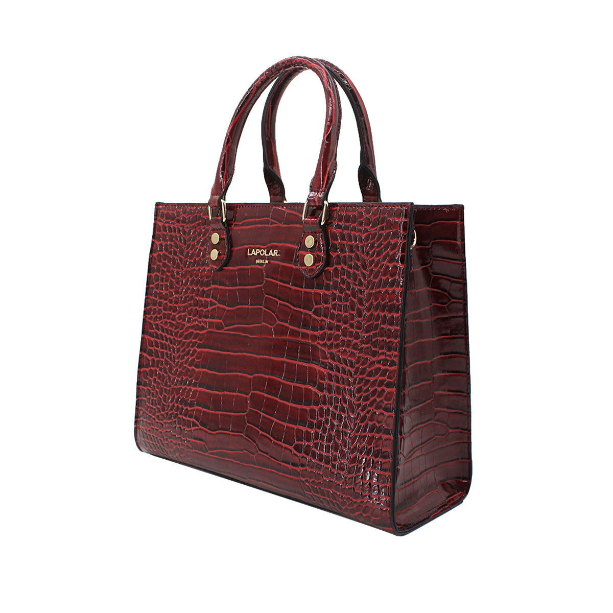 Medium Croco Leather Satchel - Wine – US