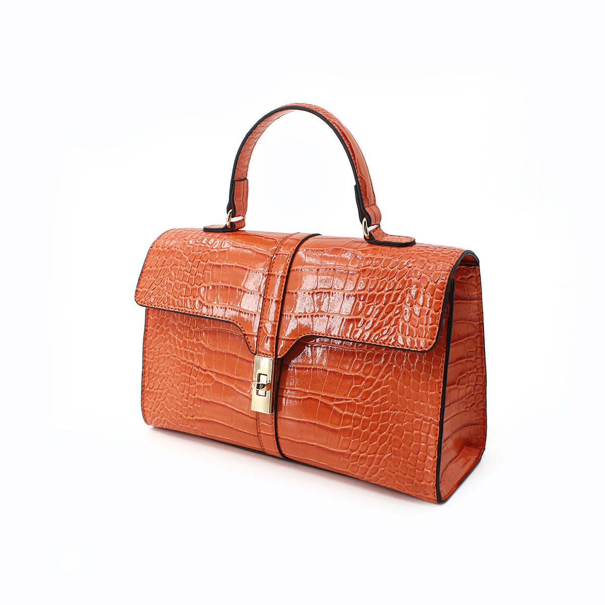 Elegant Crocodile Pattern Luxury Handbag Orange