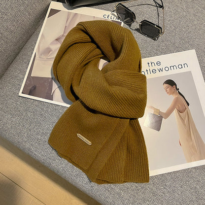 New Knitted Solid Color Small Scarf Thickened Scarf