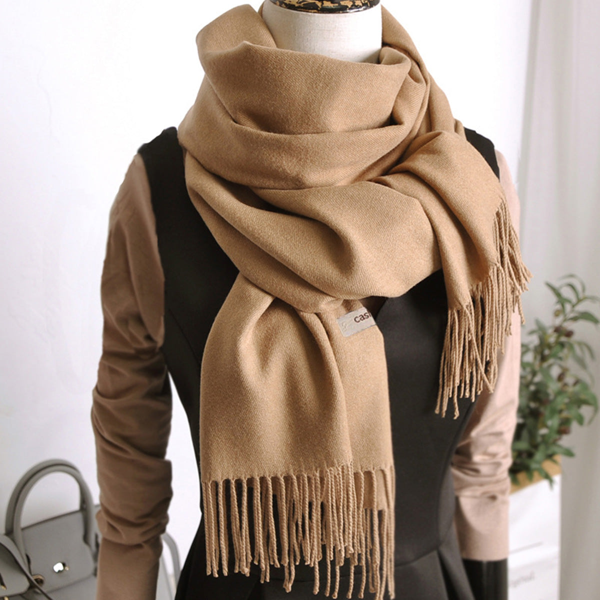 Solid Color Imitation Cashmere Scarf for Women Solid Color Scarf