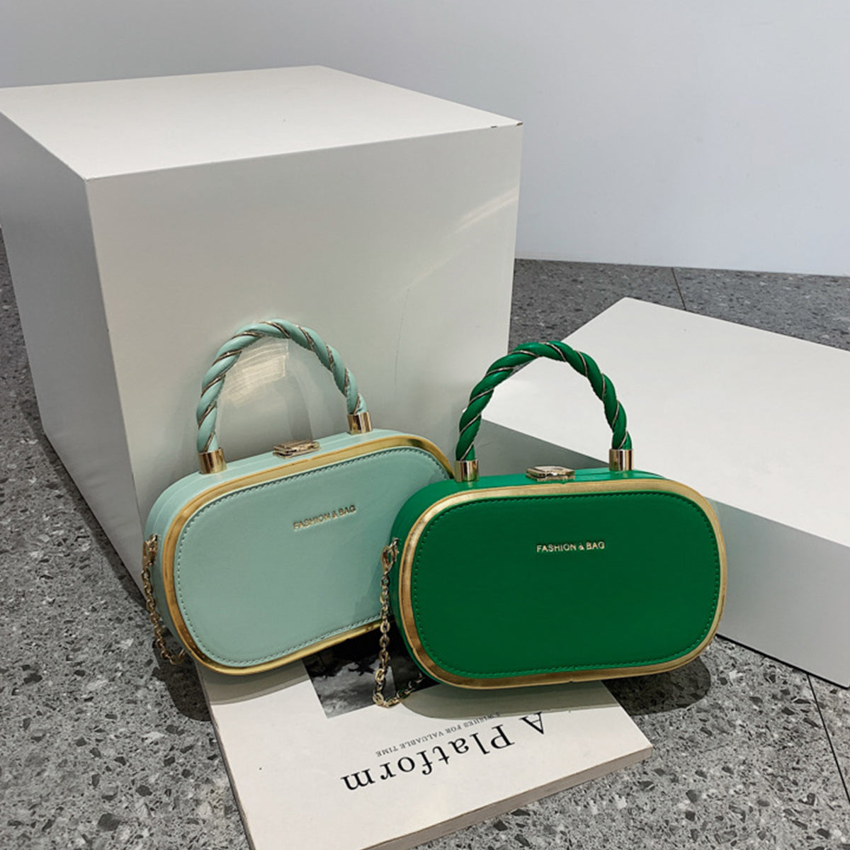 Chain Box Bag Candy Color Crossbody Commuter Bag