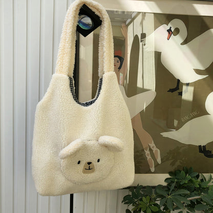 Cute Round-faced Bear Plush Shopping Bag