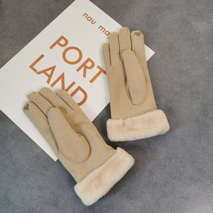 Women's Winter Velvet Gloves Warm Touch Screen Gloves