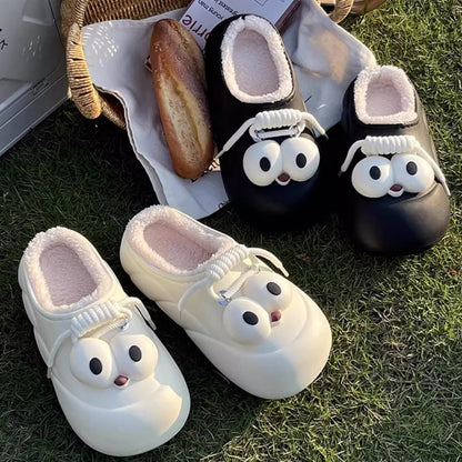 Thick-Soled Cotton Slippers Cute Big Eyes Cotton Slippers