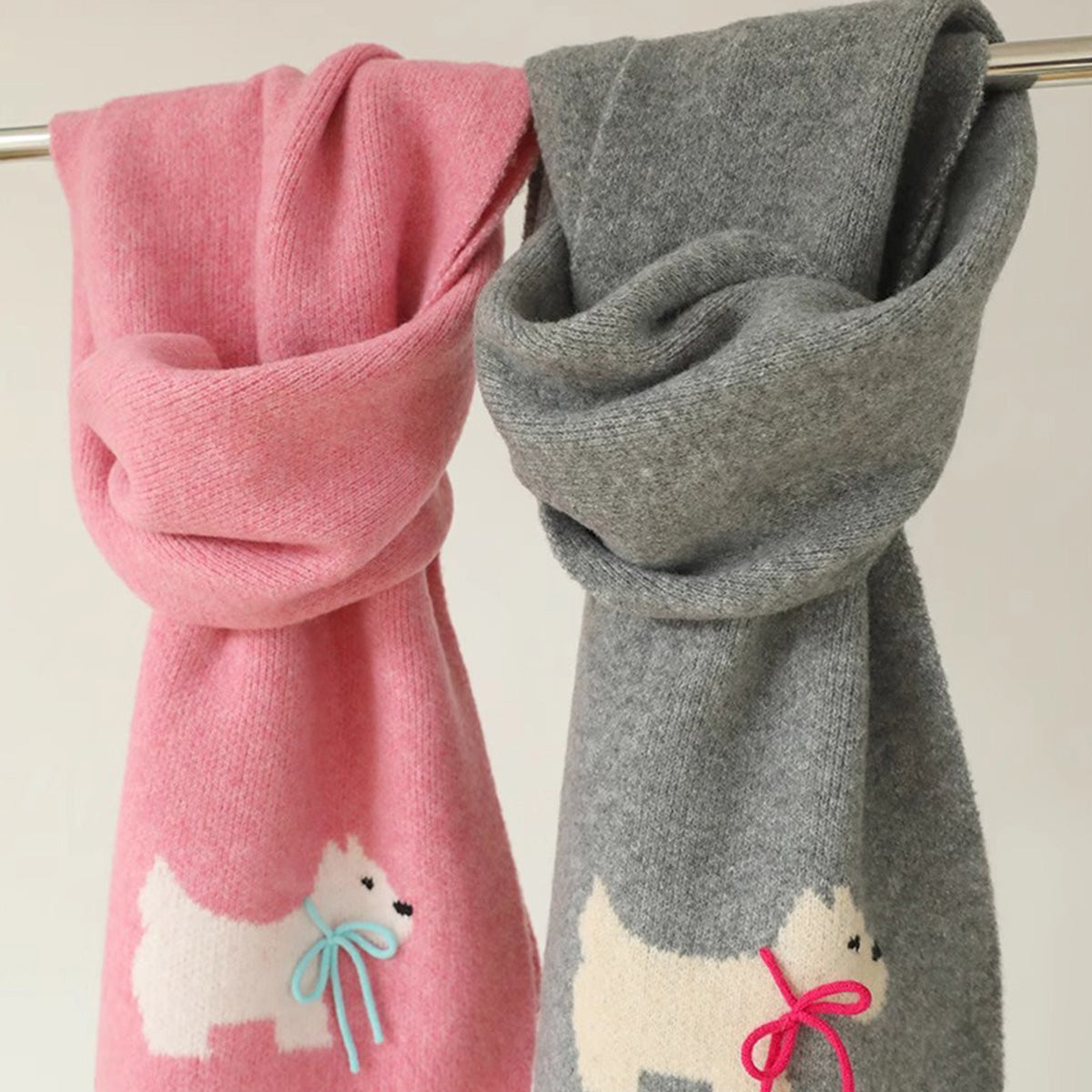 Bowknot Puppy Knitted Warm Scarf