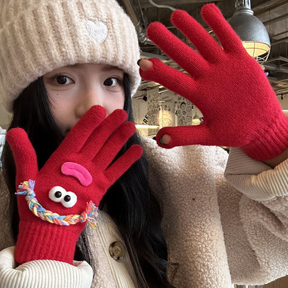 Funny Gloves Warm Fleece-lined Touch-screen Knitted Gloves