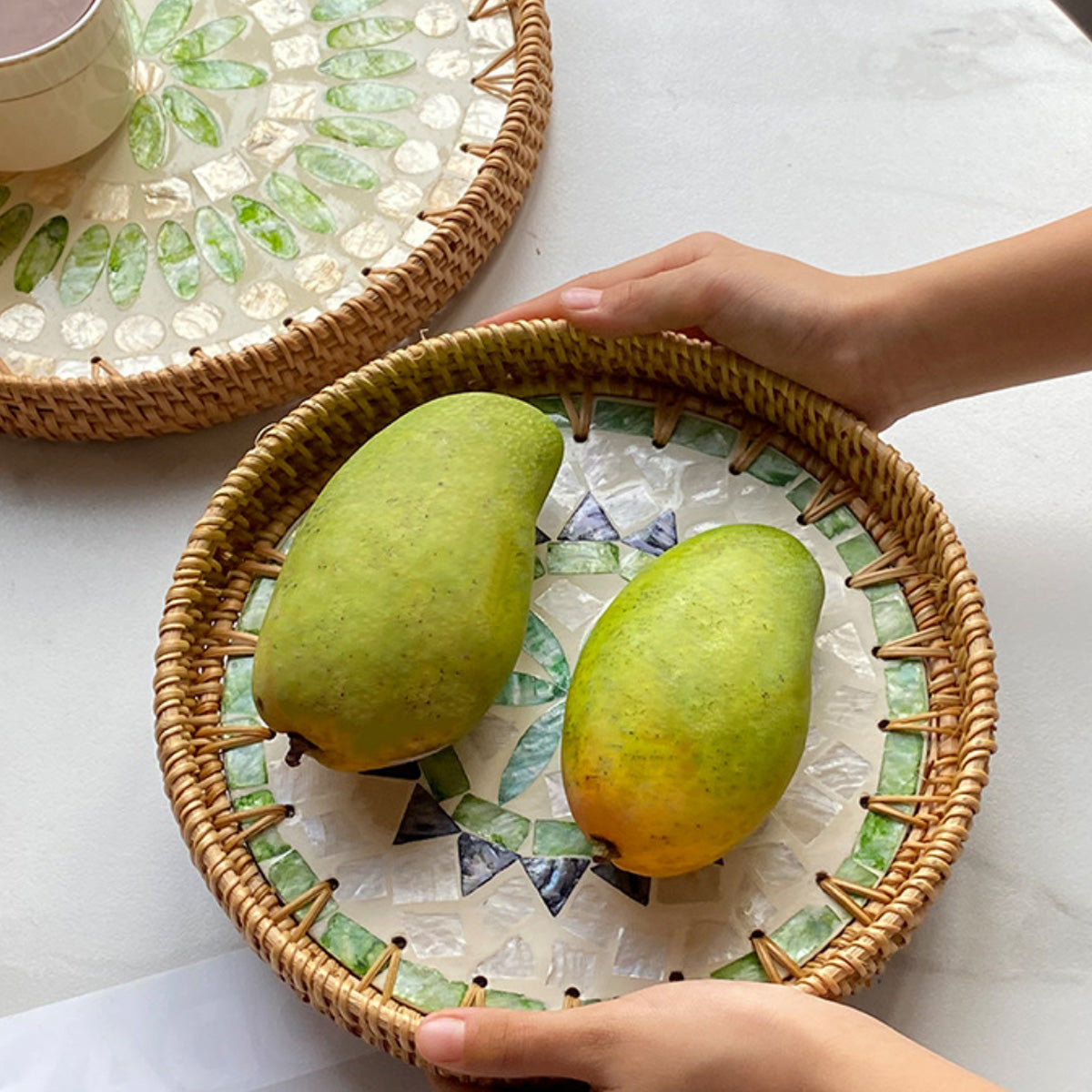 Light Luxury Tray Natural Round Household Shell Tray