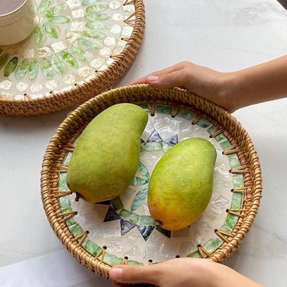 Light Luxury Tray Natural Round Household Shell Tray