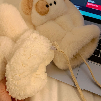 Cute Puppy Plush Scarf Short Cartoon Scarf Gloves