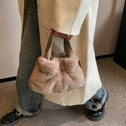 Pleated Plush Bag Handbag Crossbody Bag