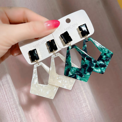 Fashion Retro Green Acrylic Diamond Earrings