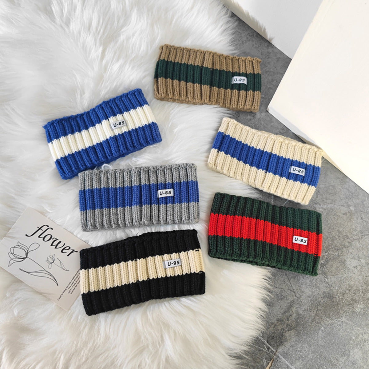 Wide-Brimmed Headband Striped Headband Knitted Headband