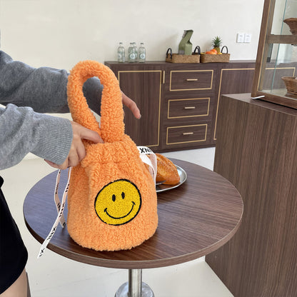 Plush Crossbody Bucket Bag