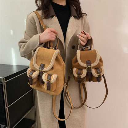 Retro Suede Drawstring Backpack