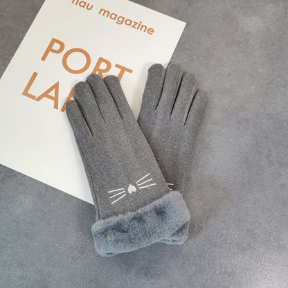 Women's Winter Velvet Gloves Warm Touch Screen Gloves
