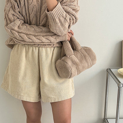 Autumn Winter Cylindrical Handbag Plush Bag