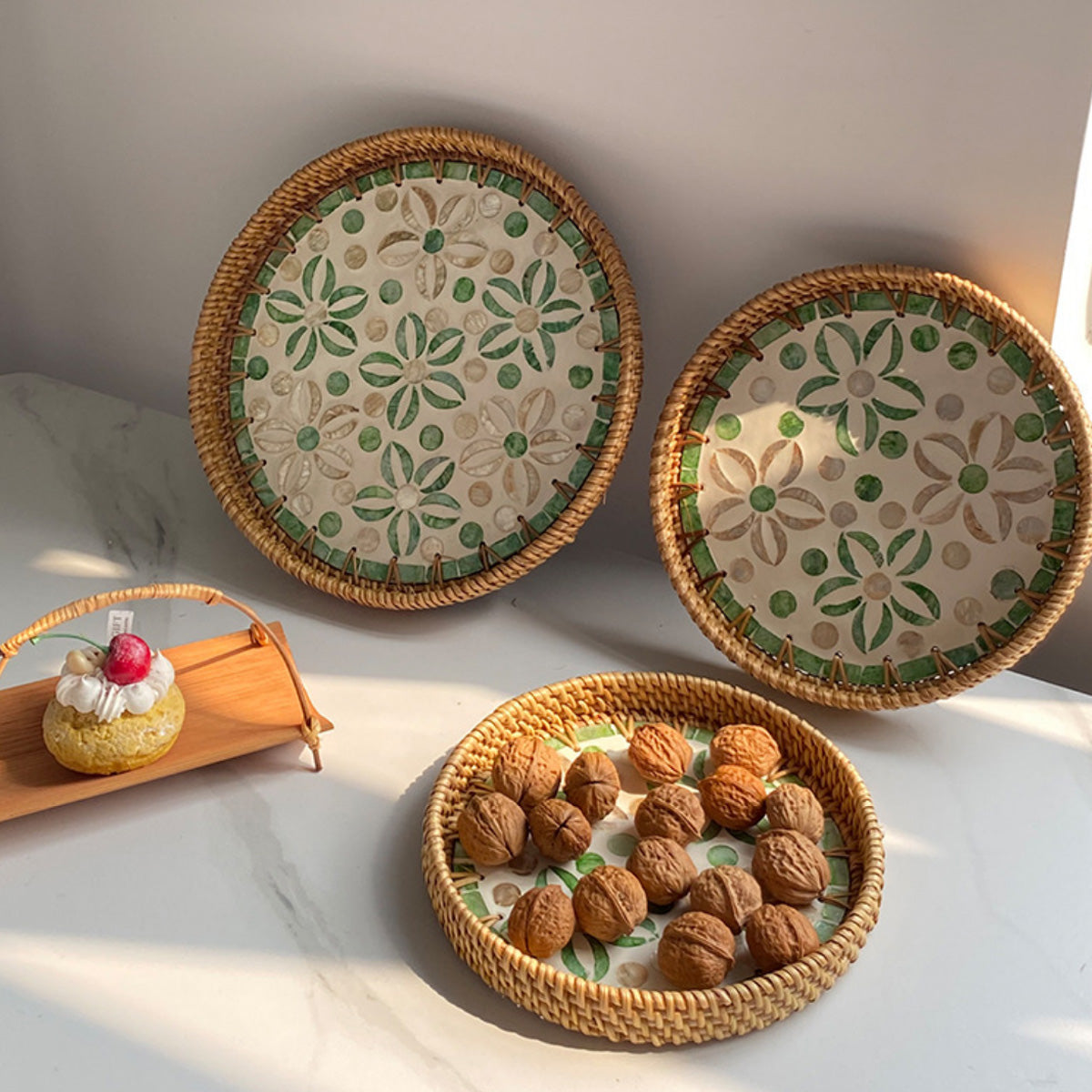 Light Luxury Tray Natural Round Household Shell Tray