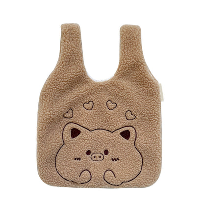 Plush Handbag Embroidered Lamb Wrist Bag