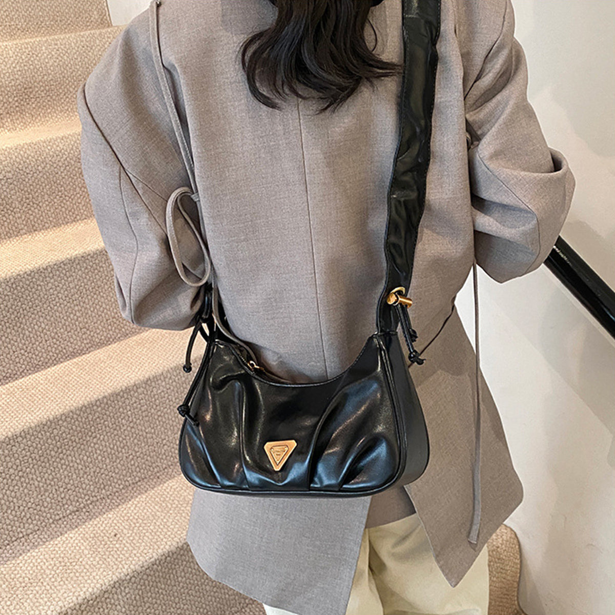 Pleated underarm shoulder crossbody bag