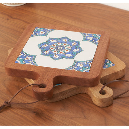 Solid Wood Retro Tile Placemat, Teat Insulation Placemat