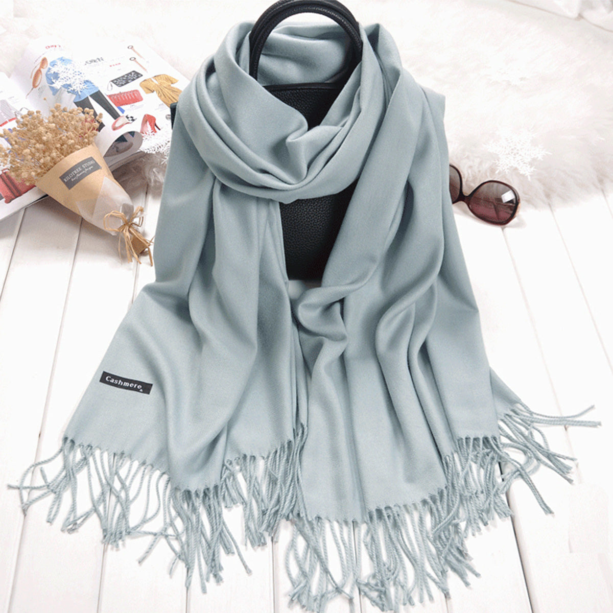 Solid Color Imitation Cashmere Scarf for Women Solid Color Scarf