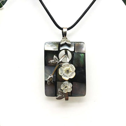 Shell Flower Necklace Tree of Life Braided Pendant
