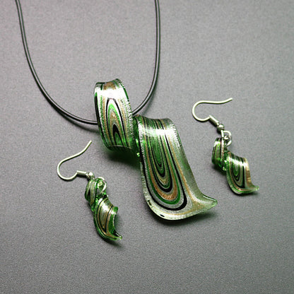 Chinese Style Handmade Spiral Knife Multi-Color Earrings Necklace Set