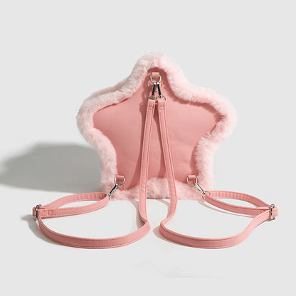 Five-pointed Star Backpack Simple Letter Pink Crossbody Bag