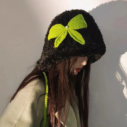 New Bow Plush Earmuffs Warm Windproof Hats for Women