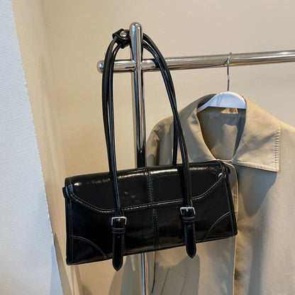 Wax Leather Shoulder  Underarm Bag Hand Baguette Bag